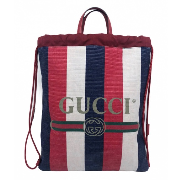New Gucci Stripes Drawstring Logo Backpack/ Shopper Tote - Picture 1 of 11